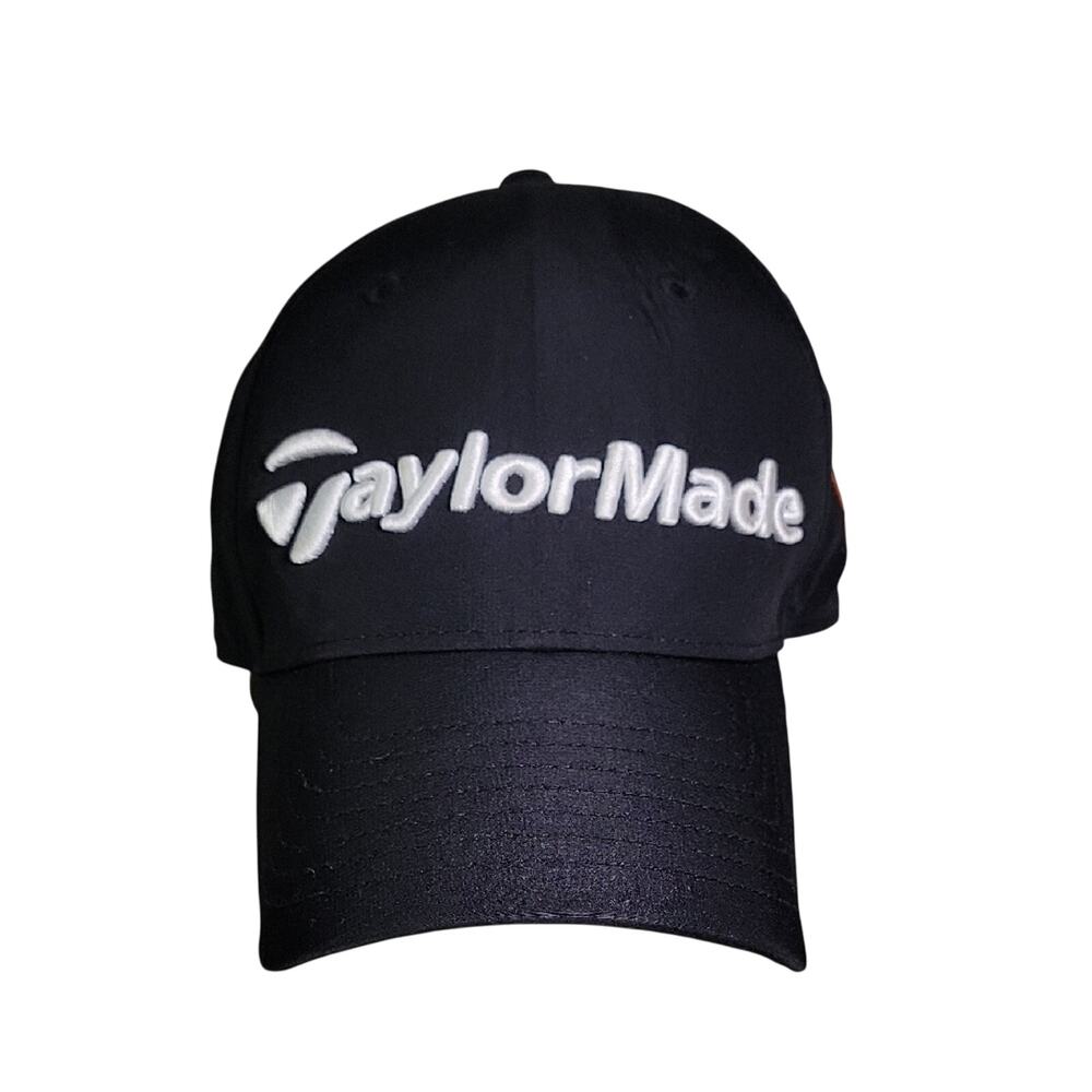 TaylorMade Golf Hat Black White Embroidery Logo Adjustable